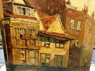 Antique 1890 Signed Landscape Oil Painting of Drury Lane in London 2