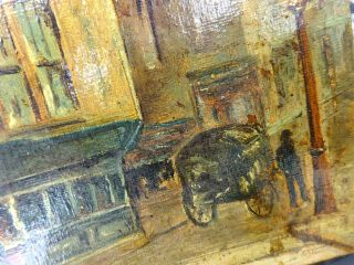 Antique 1890 Signed Landscape Oil Painting of Drury Lane in London 8