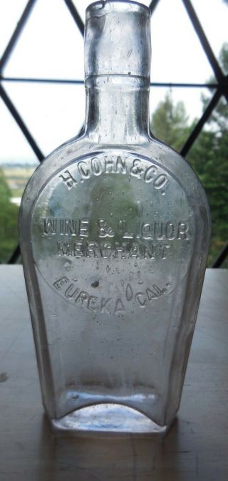 H.  Cohn & Co.  1/2 Pint Coffin Flask,  Eureka Cal.