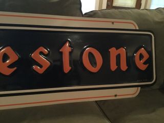 Large 1940s Firestone Tire Embossed Metal Sign 6