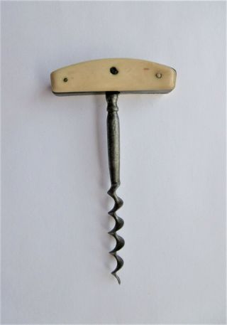 ANTIQUE FRENCH CORKSCREW WITH BONE AND EBONY HANDLE MADE CA 1870. 3