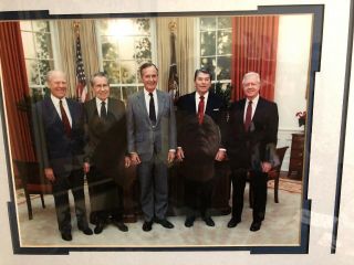 5 USA PRESIDENTS GROUP NOV 1991 HISTORIC EVENT PICTURE,  SEAL,  SIGNATURES. 2