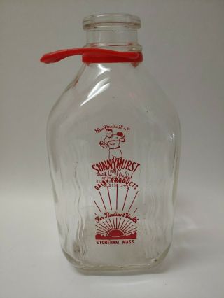 Sunnyhurst Dairy - 1/2 Gallon Milk Bottle - Stoneham,  Mass.  - Rocky Marciano