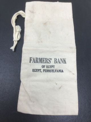 Vintage Egypt Pa Farmers Bank Money Bag Advertising Shape.