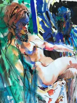 Hendrik Grise Listed Artist Watercolor Painting Nude Abstract Framed 4