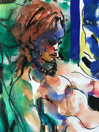 Hendrik Grise Listed Artist Watercolor Painting Nude Abstract Framed 5