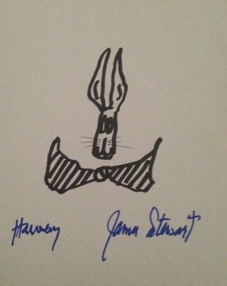 Actor James Stewart Signed Sketch Of Harvey - It 