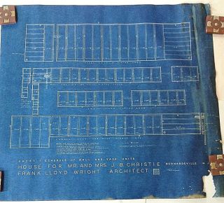 Frank Lloyd Wright Blueprint House For Mr & Mrs J B Christie N J P 7