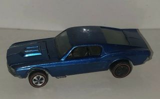 Vintage Hot Wheels Redline 1968 Ford Custom Mustang Blue Usa Unrestored