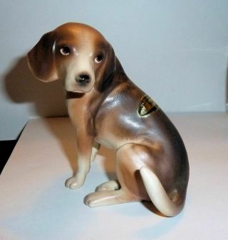 Very Rare Hagen Renaker Large Seated Beagle Belle With Label 1959