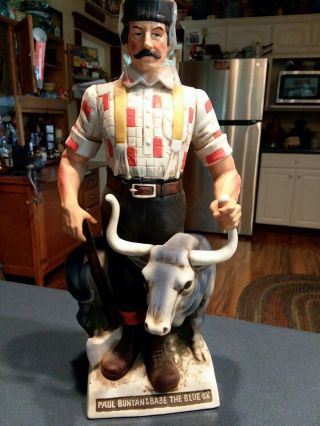 Vintage Empty Paul Bunyan And Babe The Blue Ox Decanter