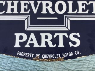Chevrolet Parts Old 2 Sided Dealership Porcelain Sign 4
