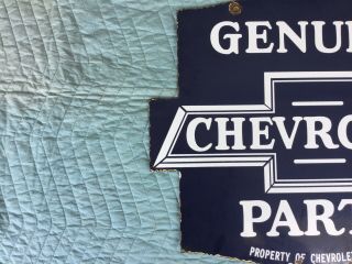 Chevrolet Parts Old 2 Sided Dealership Porcelain Sign 6