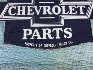 Chevrolet Parts Old 2 Sided Dealership Porcelain Sign 8