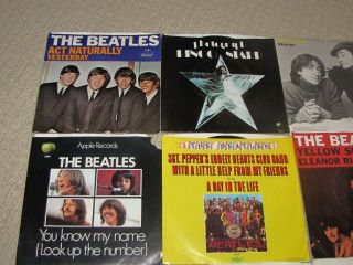 12 Vintage Beatle ' s 45RPM Vinyl Records,  w/Picture Jackets Sleeves 3