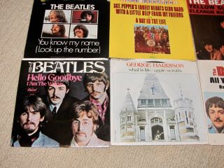 12 Vintage Beatle ' s 45RPM Vinyl Records,  w/Picture Jackets Sleeves 5