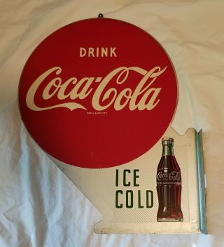 Drink Coca Cola Flange Sign,  Arrow Dated 5 - 55 3