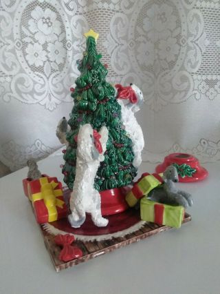 Three Bedlington Terrier Dogs on Christmas Tree with Puppies Lighted Signed OOAK 5