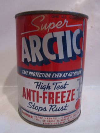 Vintage Arctic Anti - Freeze Quart Can Great Graphics Ferndale Mich