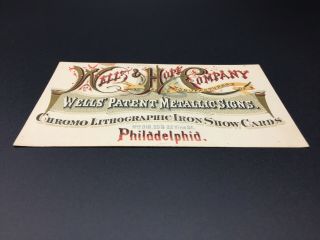 Wells and Hope Co.  Advertising Trade Card,  Philadelphia,  PA 3