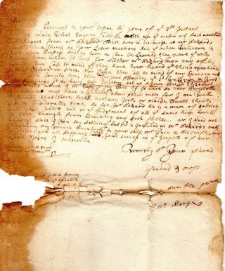 1699,  John Morse,  Letter To Rev.  John Sparhawk,  Bristol,  Rhode Island,  Signed