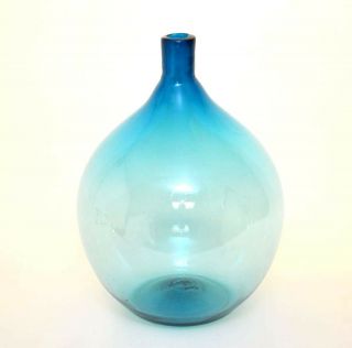 Glass Demijohn Globe Bottle,  Aqua Color - 19 High X 14 Wide.  Handmade.