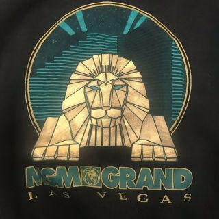 VINTAGE 1993 MGM GRAND HOTEL UNISEX CREWNECK SWEATSHIRT BLACK LION XL I20 3