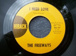 1966 California Garage - - Freeways - - I Need Love / Goffin Goffin - - Hiback 107