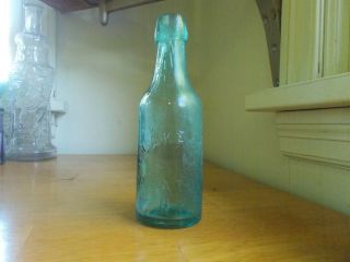 Saratoga,  Ny J.  Lake & Co 1870 Long Neck Squat Soda Bottle Applied Blob Top