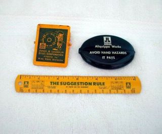 J&l Steel Old Advertising Paper Clip,  Coin Purse & 1956 Suggestion Tin Ruler