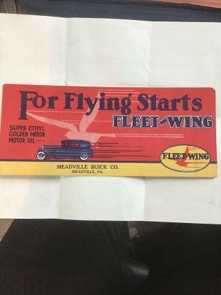 Ink Blotter 1937 Fleet Wing Gas Gasoline Motor Oil Advertising Meadville Pa
