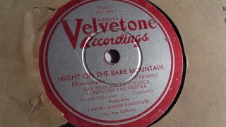 San Jose State College - 78rpm Single 12 - Inch - Velvetone As5 - 1842 - 3 Night On.