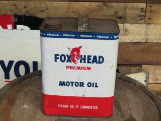 Vintage 2 Gallon Foxhead Motor Oil Can Barn Fresh