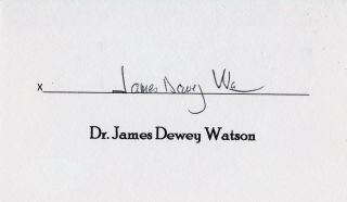 James D Watson Signed Autographed 3x5 Index Card W/ Full Name Double Helix,  Jsa