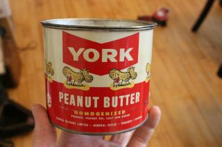 Vintage Canadian (toronto,  Ont) " York Peanut Butter - 24 Ounce Tin W/ Lid