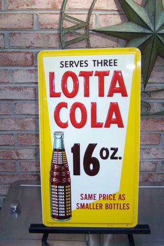 Nos Lotta Cola Embossed Painted Metal Sign,