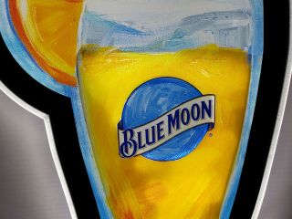 Blue Moon Beer Lighted Sign Pint Glass Man Cave Bar Game Room Great 3