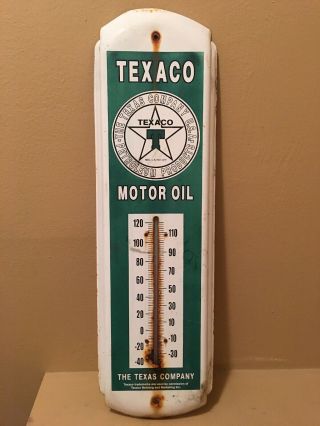 Texaco Motor Oil The Texas Company All Metal Thermometer 17 " Long