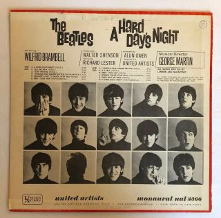 The Beatles - A Hard Day ' s Night - 1964 US Mono 1st Press UAL 3366 VG, 3