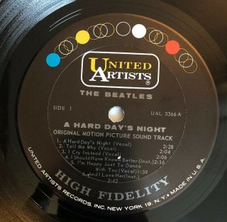 The Beatles - A Hard Day ' s Night - 1964 US Mono 1st Press UAL 3366 VG, 6