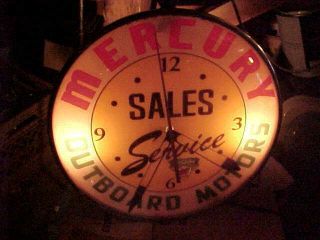 1950s Mercury Outboard Motors Sales,  Service Illuminated Advertising Clock