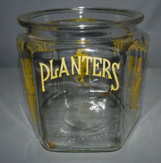 Planters Peanuts Glass Jar Store Display Hexagon Shape Mr.  Peanuts Vintage