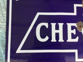 ‘Chevrolet Sales and Service’ Porcelain 2 sided Dealership Sign 10