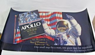 Alan Bean Autographed Apollo Book & Poster Astronaut Moon Landing