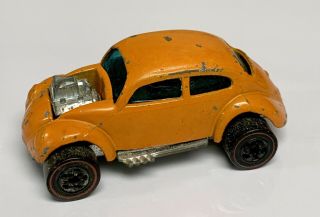 Hot Wheels Redline Orange Enamel Custom Vw Bug Metal Base
