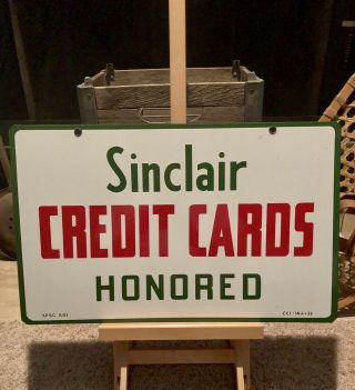 1953 Sinclair “Credit Cards Honored” Porcelain Sign - Double Sided 2