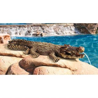 Spitting Alligator Crocodile Sculpture Home Garden Pond Spitter Piped Statue