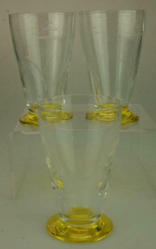3 Thomas Webb Crystal 1937 George Vi Coronation Vaseline Glass Tumblers Kc441