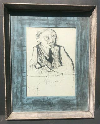 Listed Artist Joe Ataide Fine Art Drawing Signed Dated 1954 Mid Century Modern