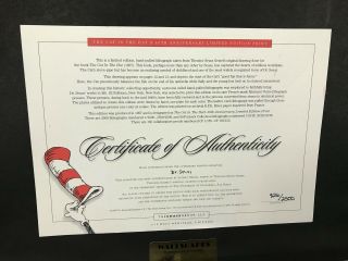 Dr Seuss The Cat in the Hat 40th Anniversary Limited Edition Lithograph Numbered 11